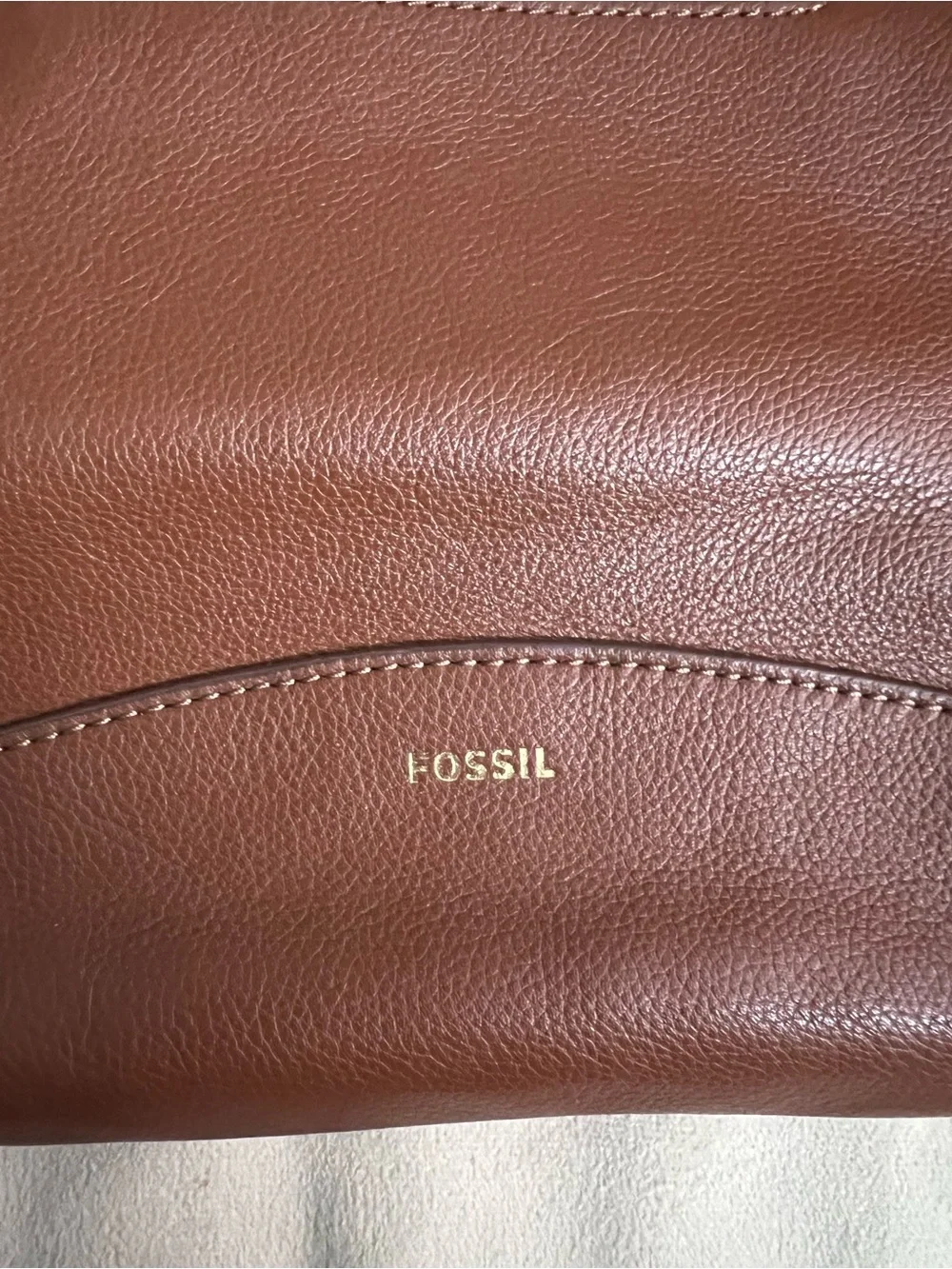 🤎 Fossil SHB2846 Cognac Leather Chain Shoulder Crossbody Bag Brass Key